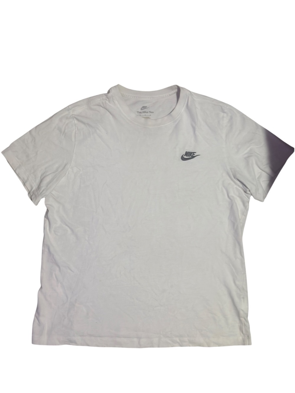 Nike Men's Crewneck Logo Embroidered White Short Sleeve Tee EUC